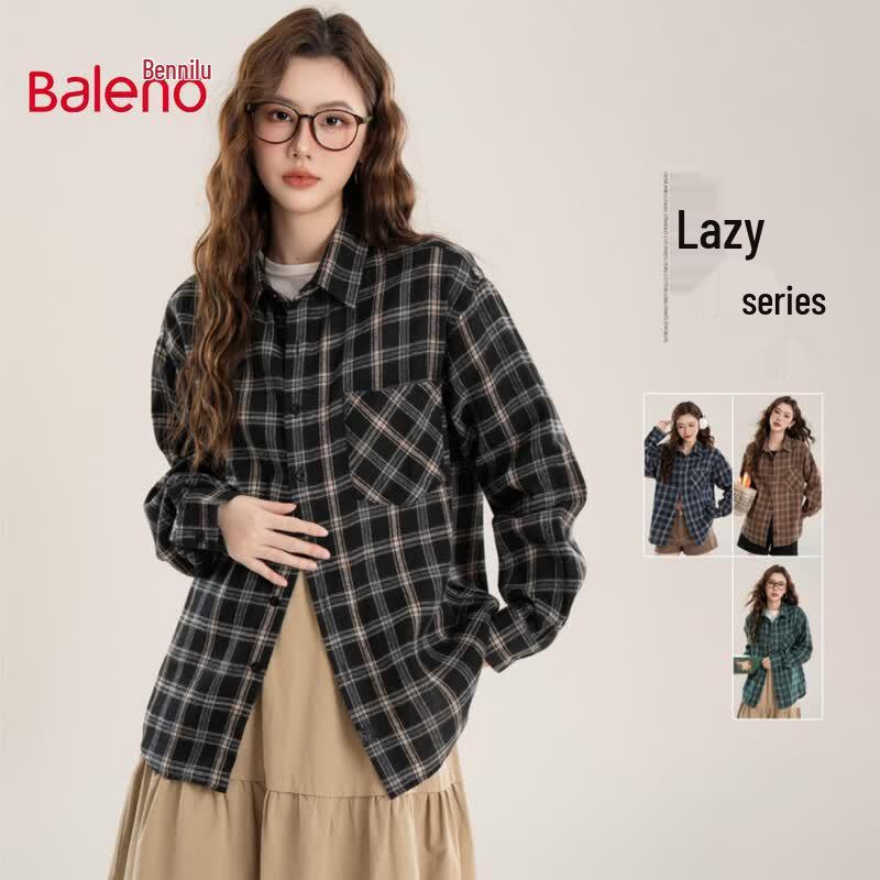 

Baleno Unisex Relaxed Fit Plaid Collared Shirt 5XL
