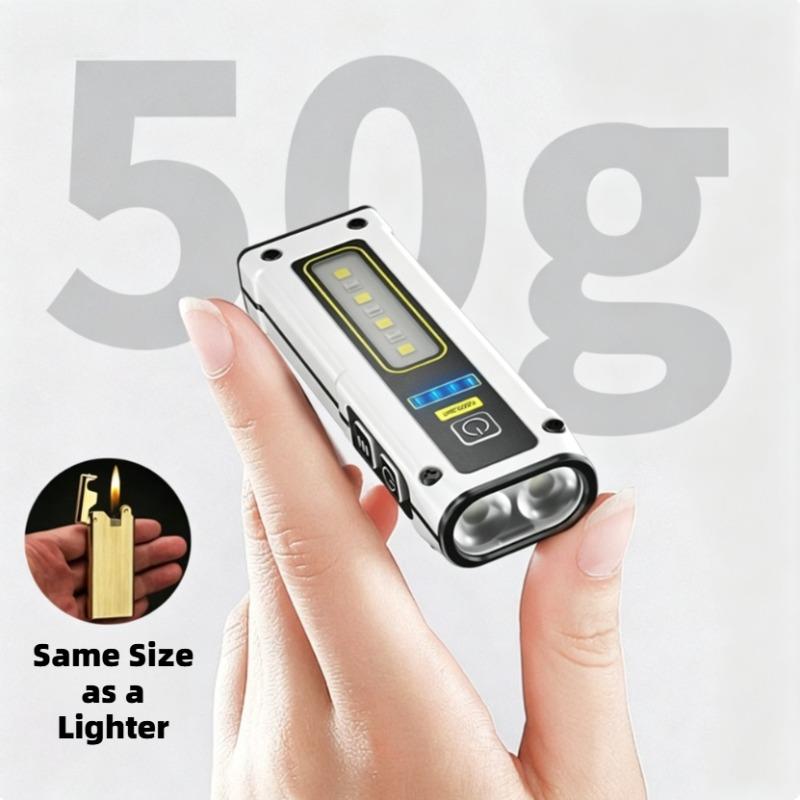 Portable Mini LED Flashlight, Type-C USB Rechargeable Torch with Built-in Strong Magnet, Waterproof Work Light for Outdoor Camping Fishing Emergency