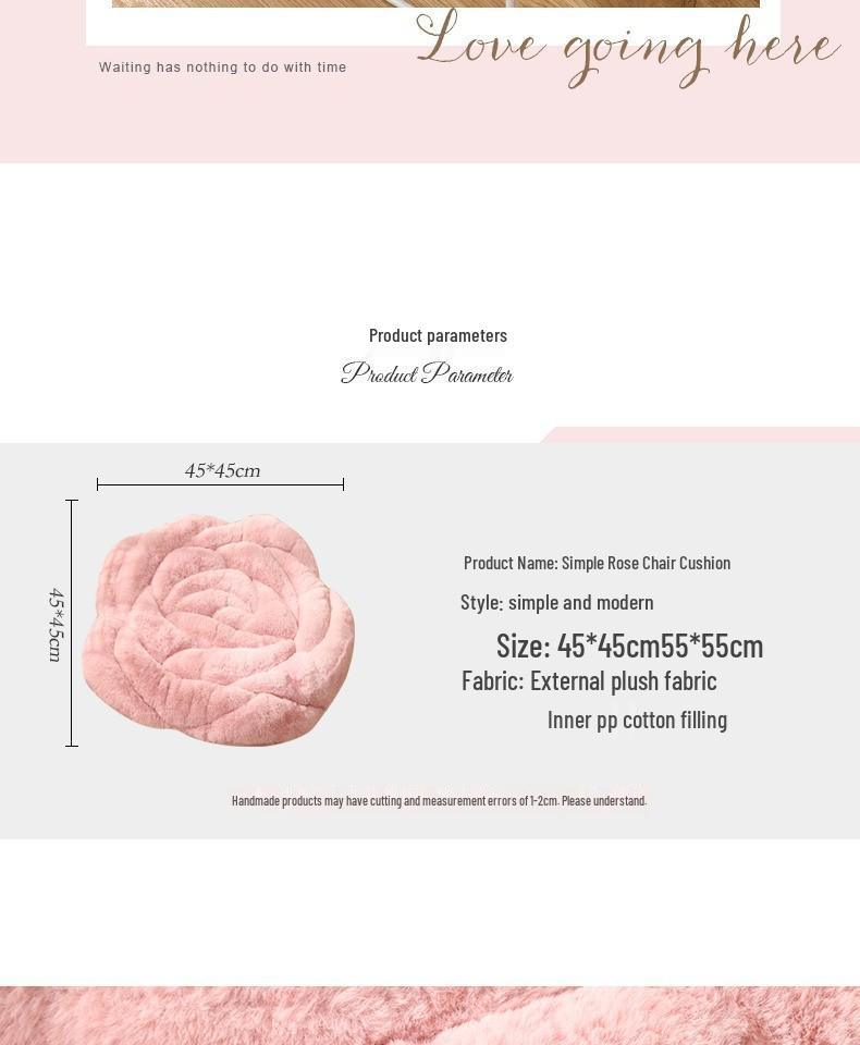Rose Petal Plush Office Chair Cushion - Comfort for Long Sitting Sessions