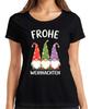 Merry Christmas Gnome Gnome Santa Hat String Lights Ladies Tshirt