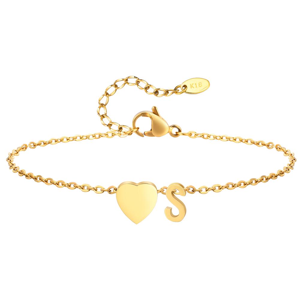 Bohemia A-Z Letter Initial Anklet for Women Gold Color Heart Alphabet Ankle Bracelet Beach Party Travel Fashion Foot Jewelry
