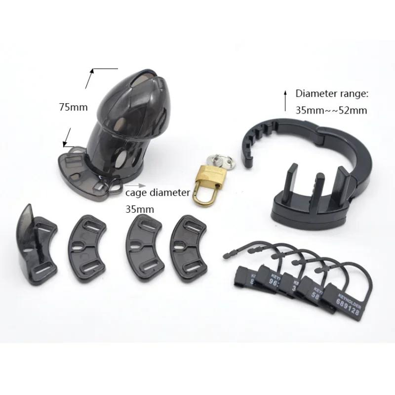 Chastity Cage Male Sex Toys Chastity Device Cock Cage with Adjustable Size Rings Brass Lock Fetish Erotic Urethral Products