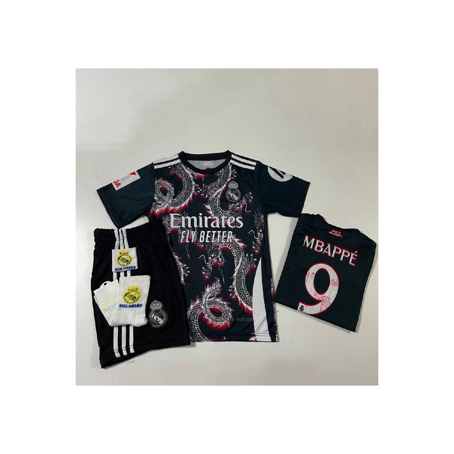 

2024/25 Season Dragon Patterned Kylian Mbappe Kids Jersey Set Of 4 (arma-black-red) Bebe чёрный
