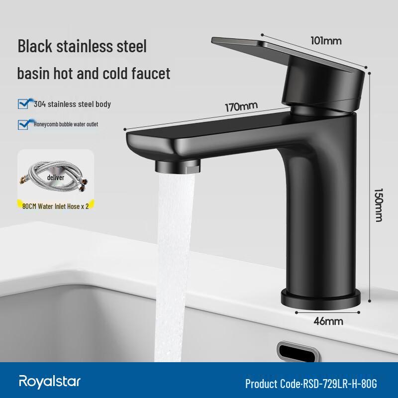 MDNG Elegant Black Single-Hole Basin Faucet