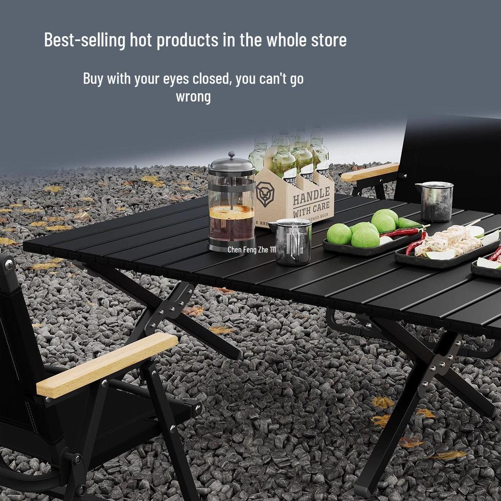 Collapsible Metal Table and Chair Set for Outdoor Use - Ideal for Camping, Patio, Night Markets, and Street Vending