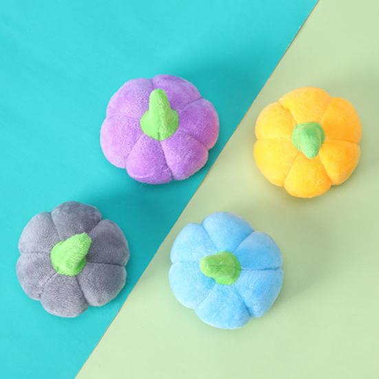 Puppy Squeaky Toy Pet Pumpkin Shape Plush Chew Toys Dog Interactive Reduces Boredom Squeaky Toy for Small Doggy