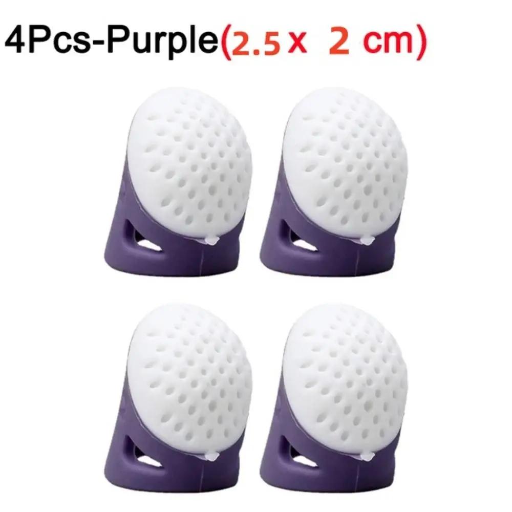 4PCS Retro Anti-slip Thimble Finger Cover Hollowed Silicone Sewing Finger Protector DIY Hand Cross-stitch Sewing Tools Home