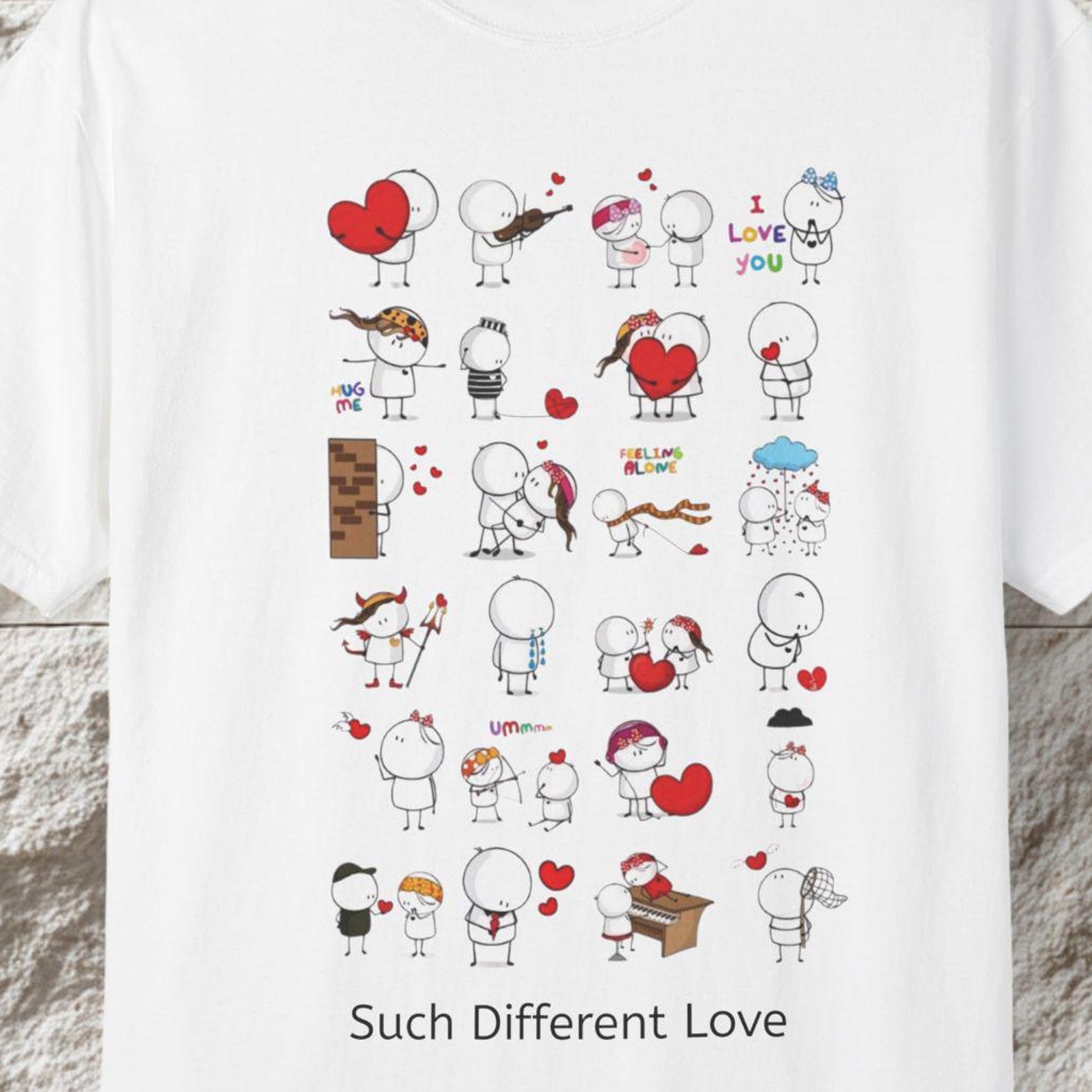 Funny Valentine T-Shirt, Love Illustrations, Relationship Humor Gift S