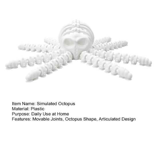 Simulated Skeleton Octopus Figurine Movable Joints Octopus Figure Articulated Sea Animal Model Fidget Toy Desktop Decoration Ornament