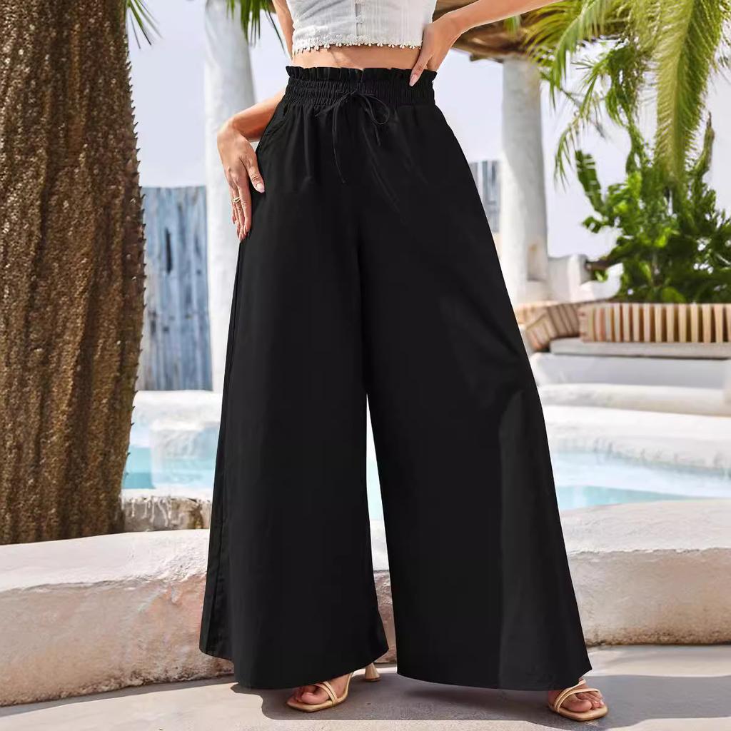 Summer Women's High Waisted Loose Bohemian Wide Leg Pants