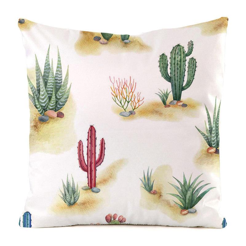 "Fresh and Gentle" Cactus Collection Digital printing short plush pillow covers for car sofa office cushion cover home goods