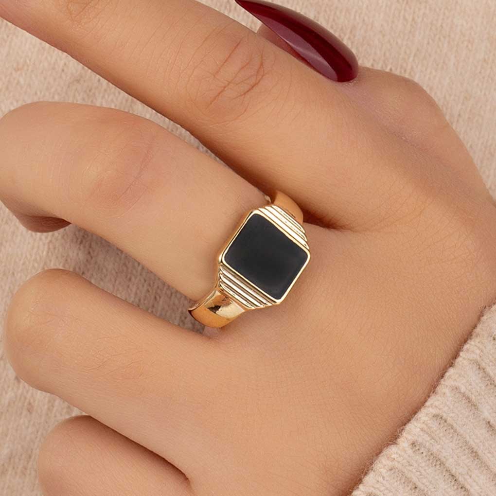 Ladies Geometric Ring Metal Vintage Hiphop Birthday Wedding Party Holiday Beach Date Travel Jewelry for Female
