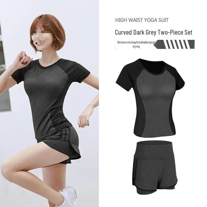 Damen Schnelltrocknendes Yoga- & Laufset - Kurzärmelig, Atmungsaktive Sportbekleidung für Sommer & Herbst