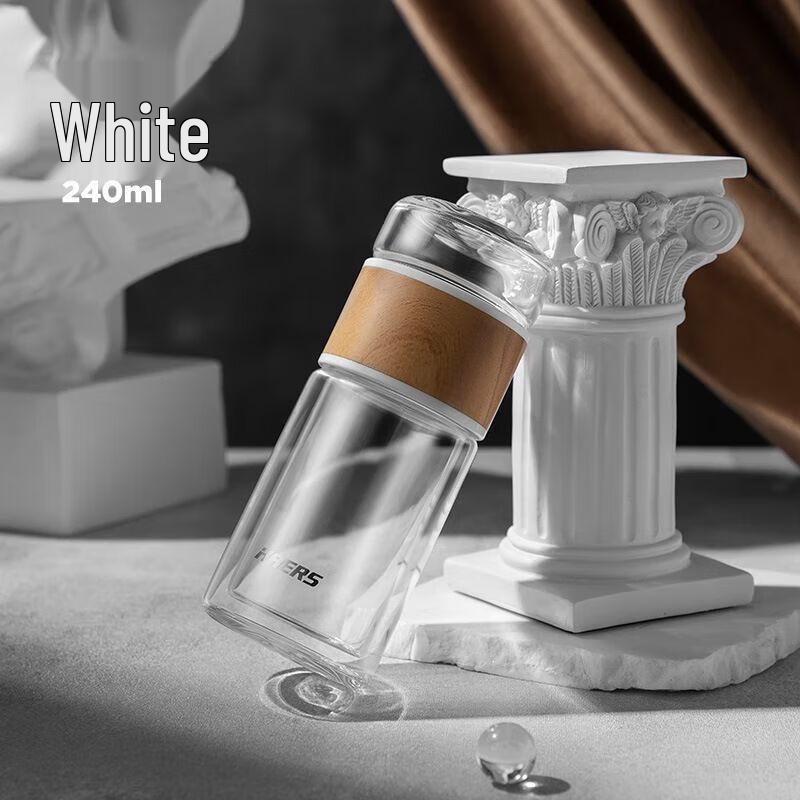 HAERS Double-Wall Glass Tea Infuser Mug 240ml