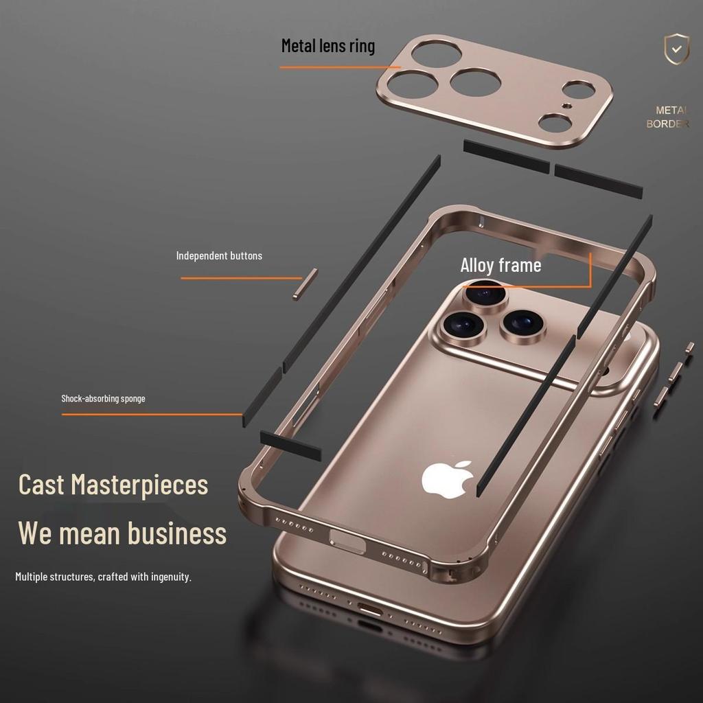 iPhone 17 Pro Max Clamshell Metal Frame Case with Heat Dissipation and Drop Protection
