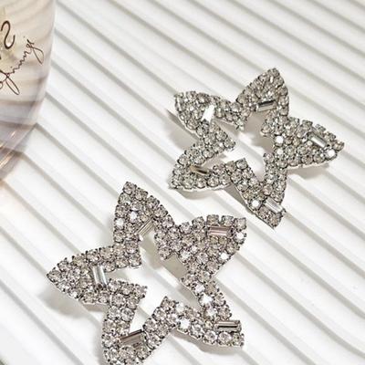 Women's Cubic Star Giant Earrings [Silver Needle]