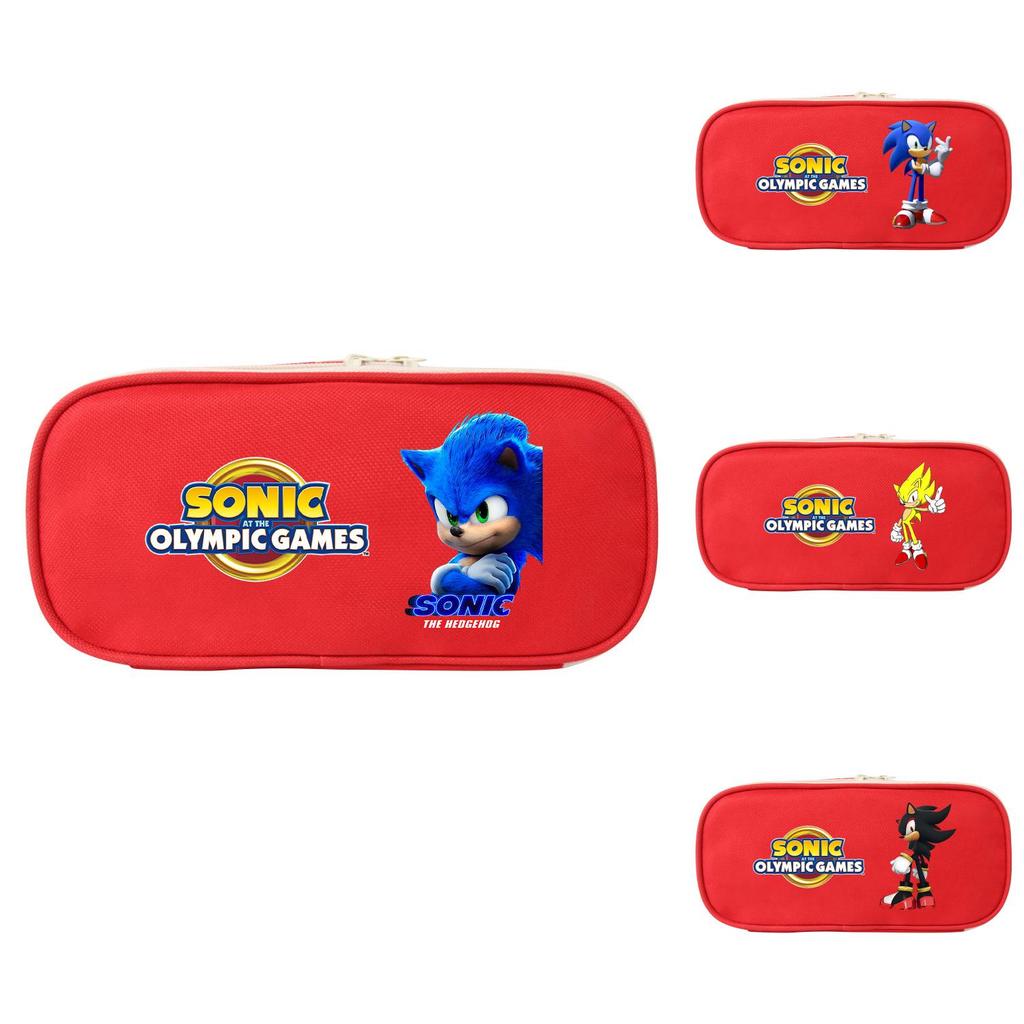Sonic The Hedgehog Student Pencil Case Canvas Large Capacity Zipper Pen Bag For School Supplies And Teen Gift