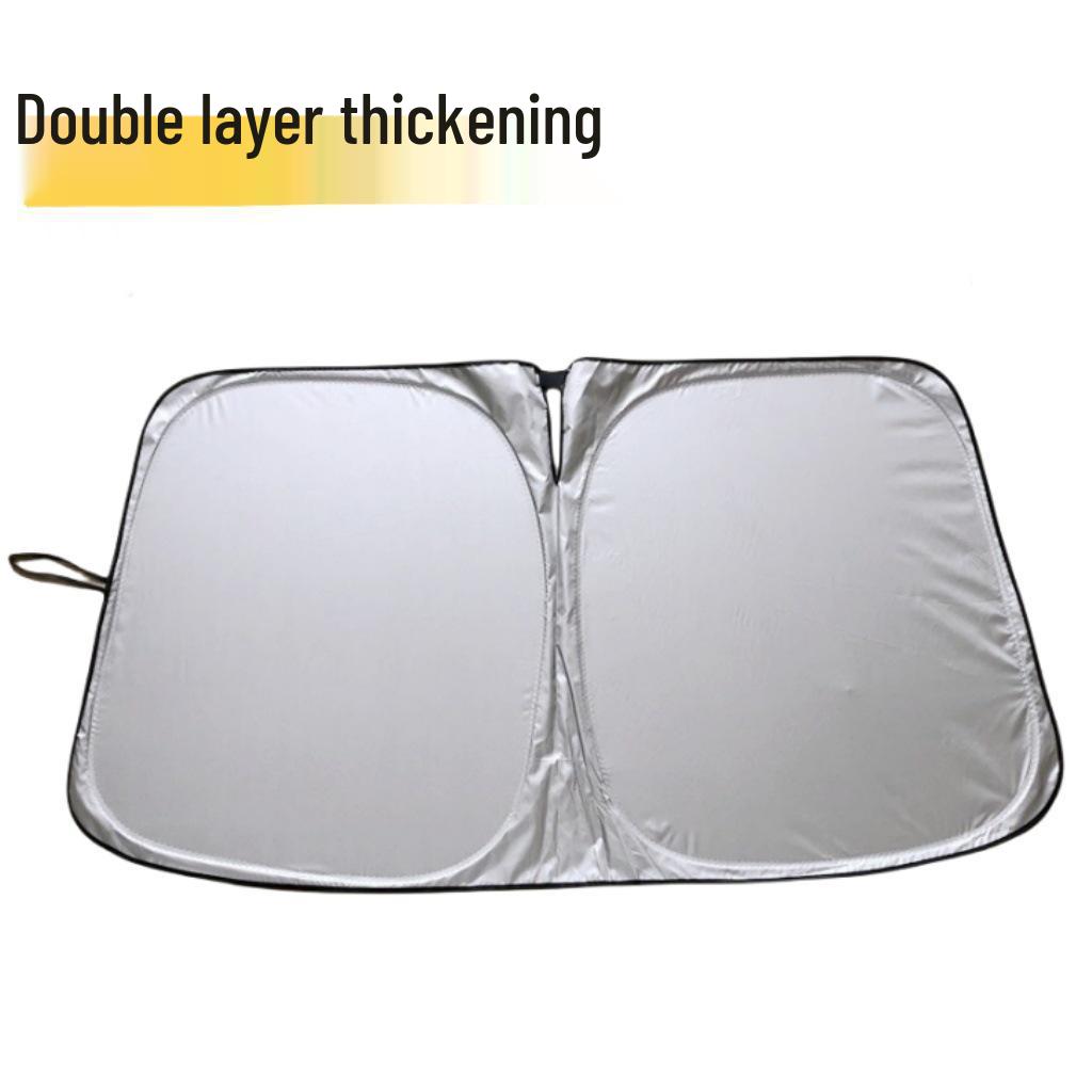 All-Season Universal Double-Layer Titanium Silver Car Sunshade with Heat Insulation & Sun Protection 145x80 Double-layer Sunshade