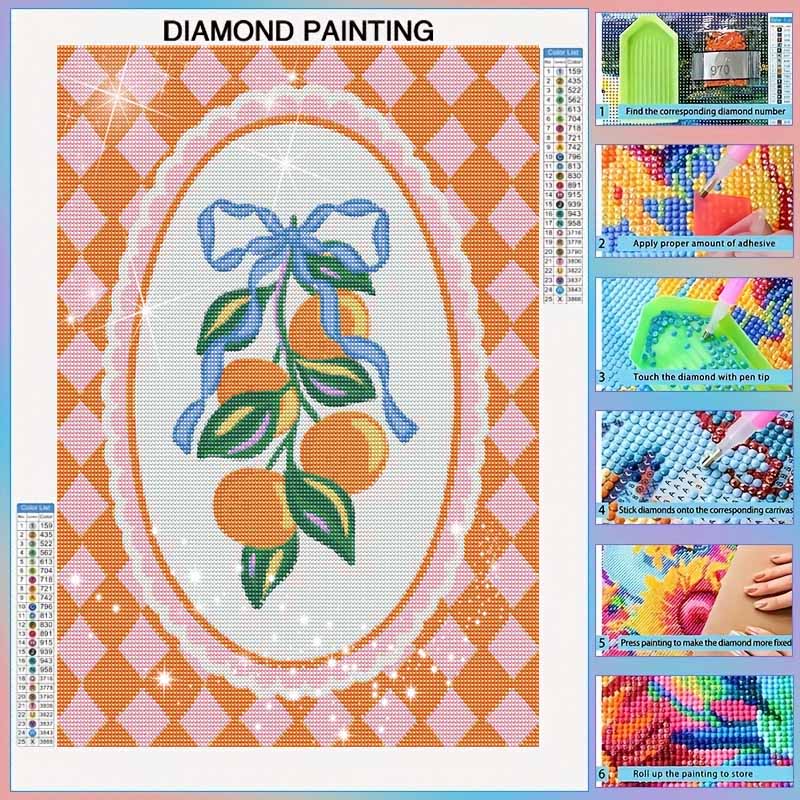 DIY 5D Diamond Painting Kit Orange Fruit Pattern Full Drill Rhinestone Canvas Relaxing Craft for Home Wall Decor and Gift