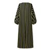 Oversized Women Casual Long Sleeve Floral Print Striped Loose Long Dress Kaftan Robes