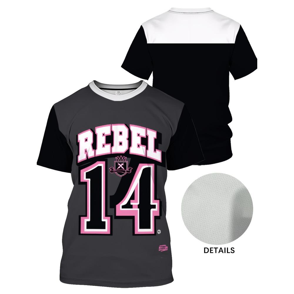 

Women s round neck T-shirt, retro college style football shirt, casual street style, 5XL