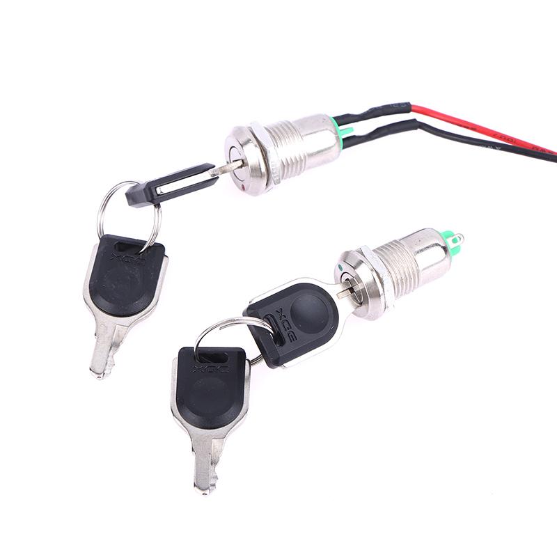 1Pcs 12Mm Zinc Alloy Electronic Key Switch With 2 Keys On Off Phone Lock Security Power Button Tubular Terminals 2 Position 1A