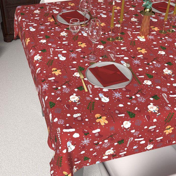 Festive Printed Stain-resistant Tablecloth Rectangle 140x300 Cm CANDY, by Soleil d'Ocre