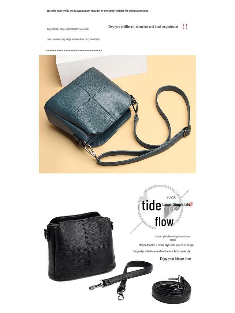 2024 Damen Weiches Leder Retro Umhängetasche - Schlicht, Lässig, Mehrschichtig, Schulter Eimertasche