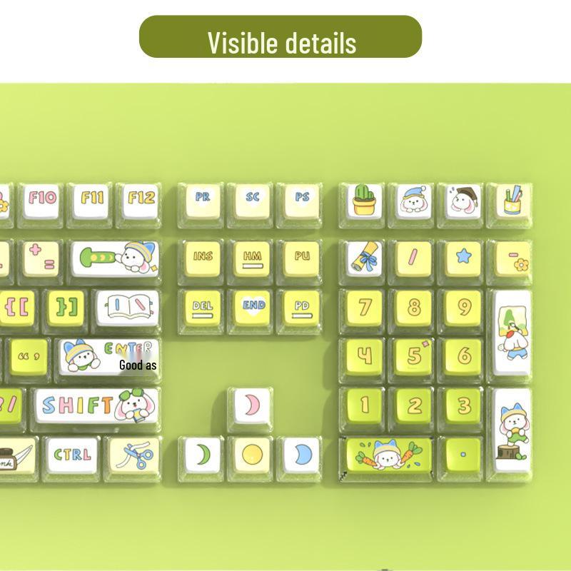 Gradient Color SA Design Transparent PBT Keycaps Set - Cute & Trendy Dye-Sublimated Mechanical Keyboard Keycaps 38x16x3cm