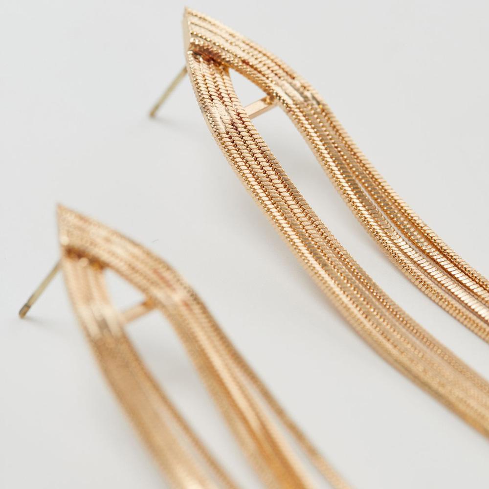 Elegant Retro Long Chain Tassel Earrings - European & American Light Luxury Stud Design