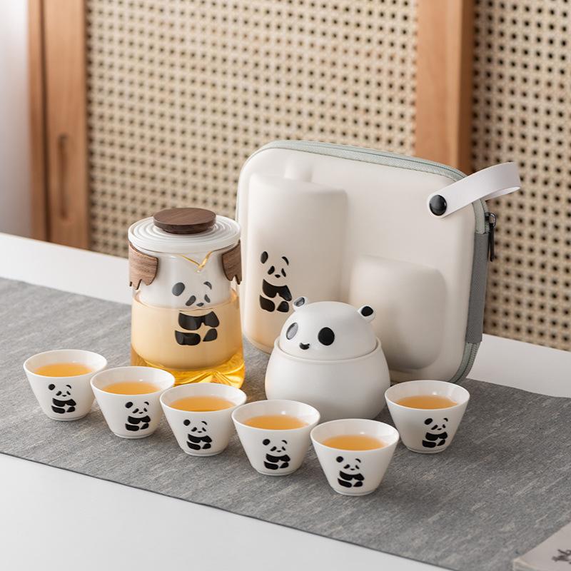 Panda Kung Fu Tea Set Teacup Set Portable Travel Tea Set Tea Pot Kuaike Tea Cup High-end Business Gifts