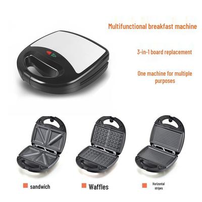 Three-in-One Multifunctional Breakfast Sandwich and Waffle Maker with 3D Heating