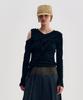 Kimjisu Diagonal Ruffle Jersey Top _ Black