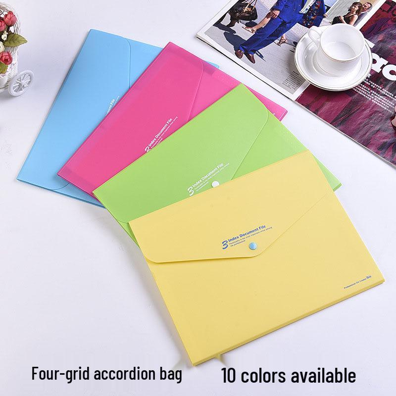 A4 Dustproof Plastic Accordion File Folder with Snap Closure - Multi-layer Document Storage for Students. A4