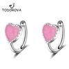 Todorova Pink Green Enamel Love Heart Clip On Earrings Without Piercing Women Earrings No Hole Ear Clip