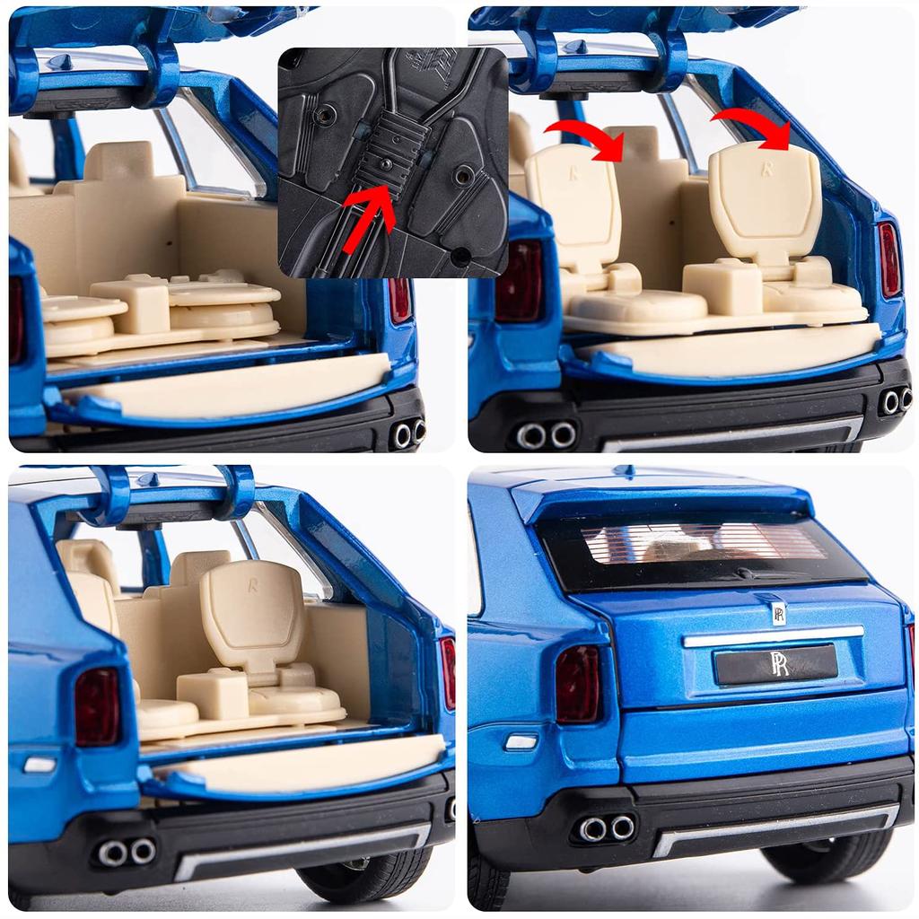 1/24 Scale Rolls Cullinan SUV Model autíčka, zinková slitina stahovací autíčko se zvukem a světlem pro děti Kluk Dívka Dárek