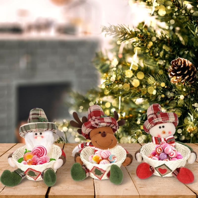 Efficient Cloth Candy Storage Basket With Santa Design Holiday Decors For Christmas Tree Accessories Organization