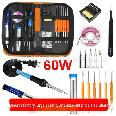 60W Soldering Iron Kit: 6-Piece Welding Gun, Desoldering Pump, Flux Tools, 18-Piece Repair Accessories.