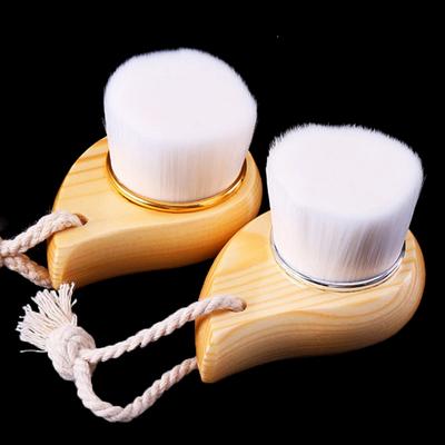 Escova de massagem facial de beleza para limpeza profunda de cravos, cuidados faciais, cabo de madeira, escova de limpeza facial, fibra macia, esfoliante de cabelo