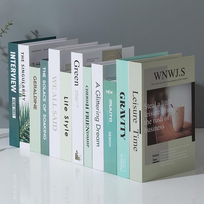 Green Faux Book Decor for Living Room TV Cabinet Display
