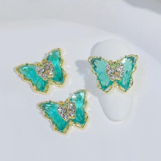 10ks Motýlí šperky na nehty Dvouvrstvé třpytivé drahokamy Poutavé ozdoby na nehty Dámské doplňky