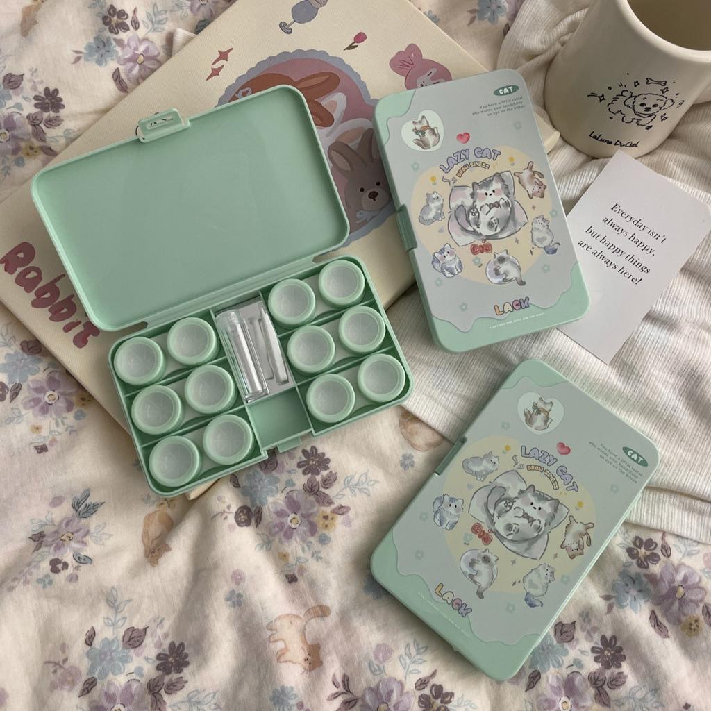 6 Par /Sett Mini Kontaktlinsebokssett Bærbar Reisebeholder for Oppbevaring av Kontaktlinser For Skjønnhetspupill