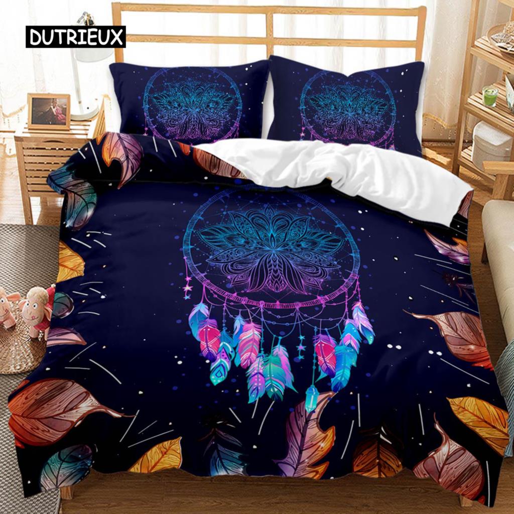 

SkinFriendly Comfortable Twin Queen King Dream Catcher Ethnic Tribal Feathers Pattern Size Polyester Qulit Quilt Comforter (quilt)-EU Single(135*200cm)3pcs