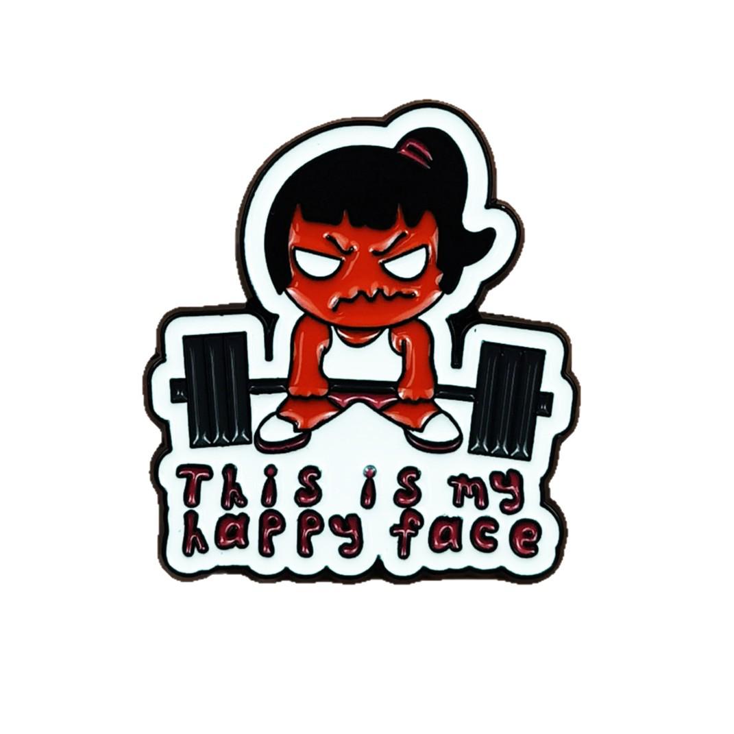 Custom Cartoon Girl Weightlifting Brooch - Drip Oil Metal Badge & Versatile Ornament