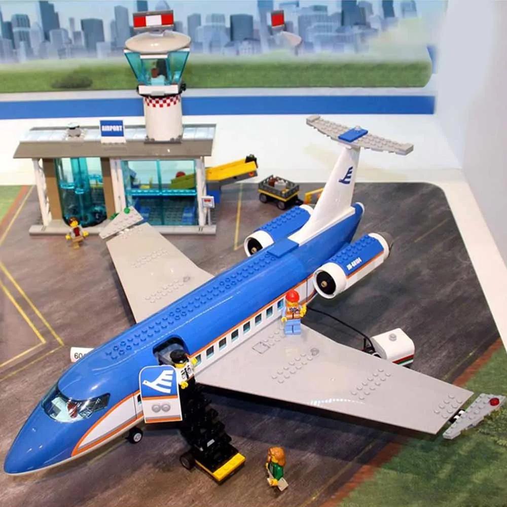 Airport Airplane Plane Station Building Blocks Internationa Model Enducational Brick Toy for Kid Gift