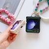 For Samsung Galaxy Z Flip6 5G Case Skin-Touch Leather+PC Phone Cover with Beaded Wrist Strap