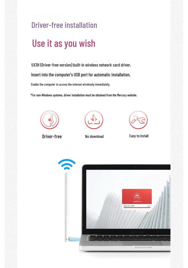 Mercury UX3H Wi-Fi 6 USB Wireless External Antenna for Desktop & Laptop