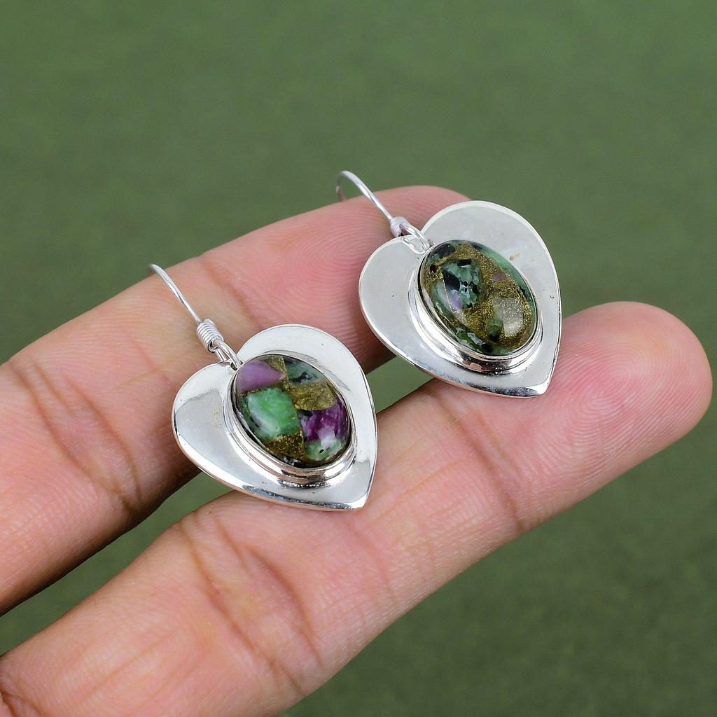 Copper Ruby Zoisite Earring 925 Sterling Silver Earring Handmade Jewelry Latest Design Earrings Top Quality Gemstone Earrings Wedding Gifts