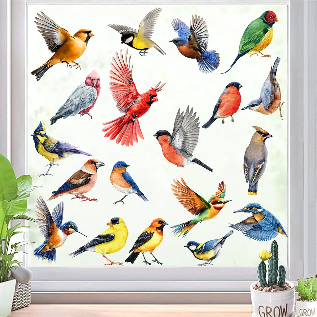 Spring 2026 New Arrival Colorful Hummingbird Butterfly Flowers Static Cling Window Stickers Removable Decals for Home Decor