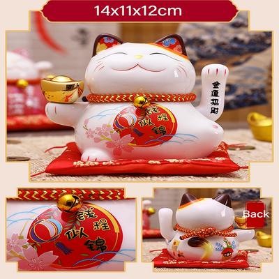5 Zoll Keramik Winkekatze Winkende Hand Glückskatze Batteriebetrieben Maneki Neko Bestes Geschenk Heimdekoration Glückskatze